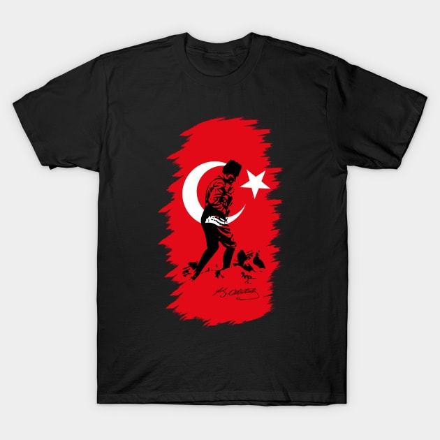 Mustafa Kemal Atatürk and Flag T-Shirt by Tuwegl